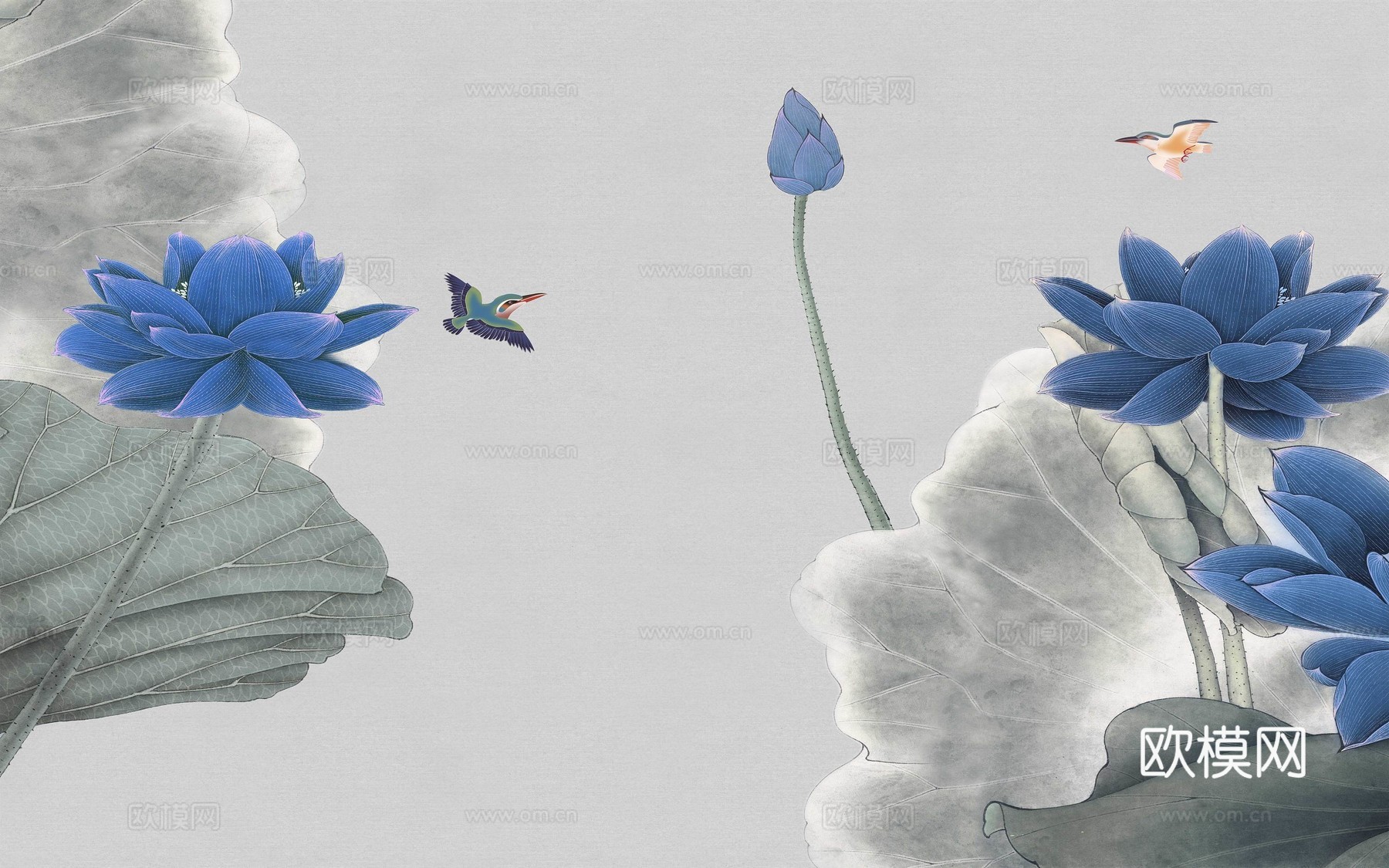 中式新中式花鸟植物壁纸壁画下载