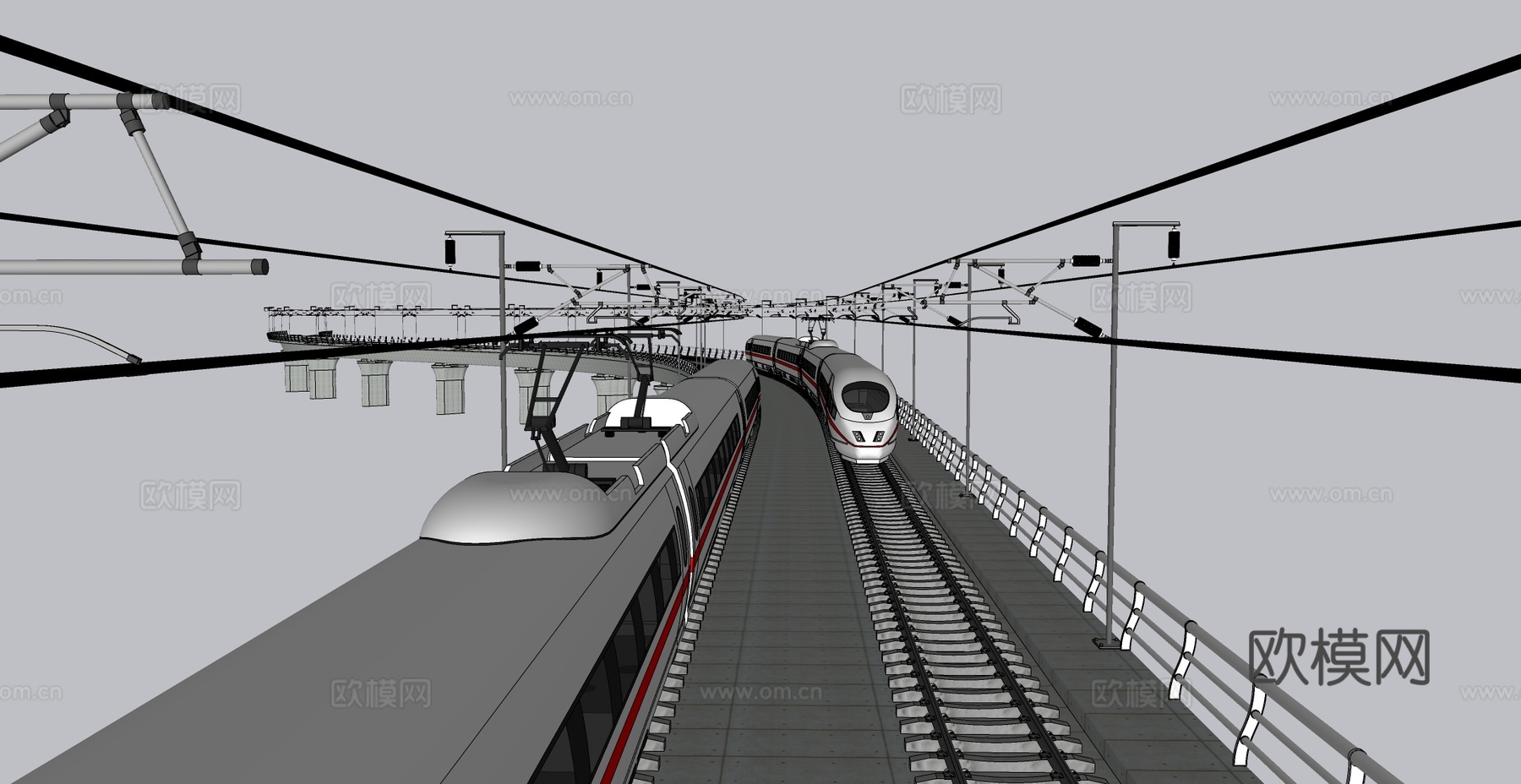 高铁高架su模型