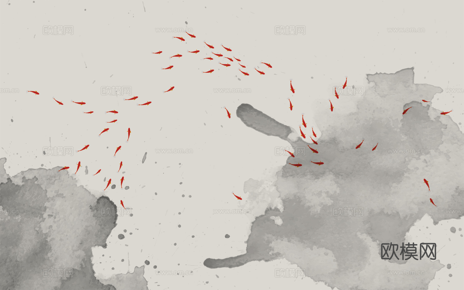 中式新中式高清壁纸壁画装饰画水墨画