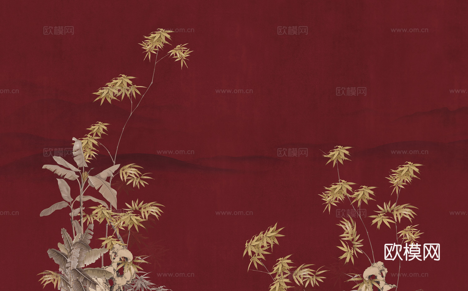 中式山水水墨画壁纸壁画装饰画