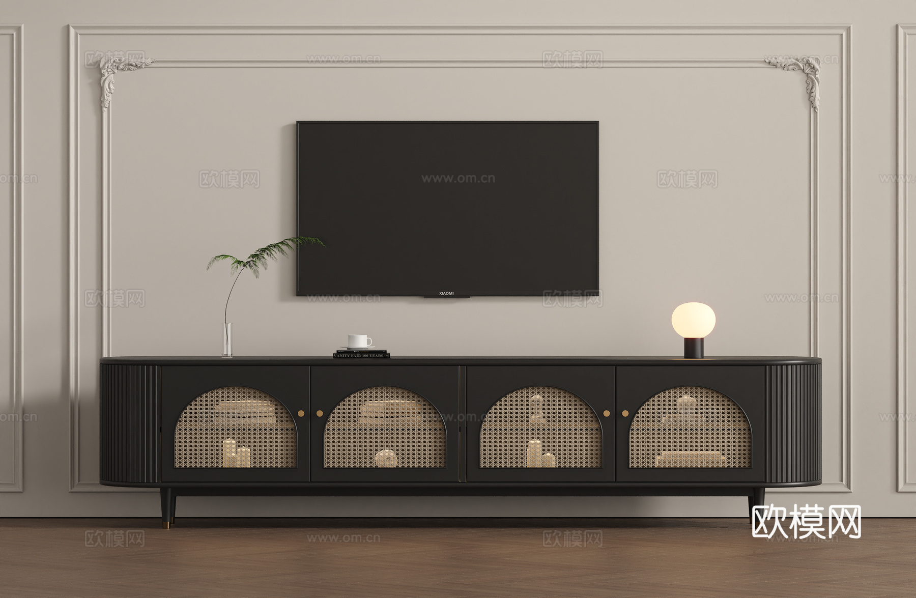 法式电视柜su模型