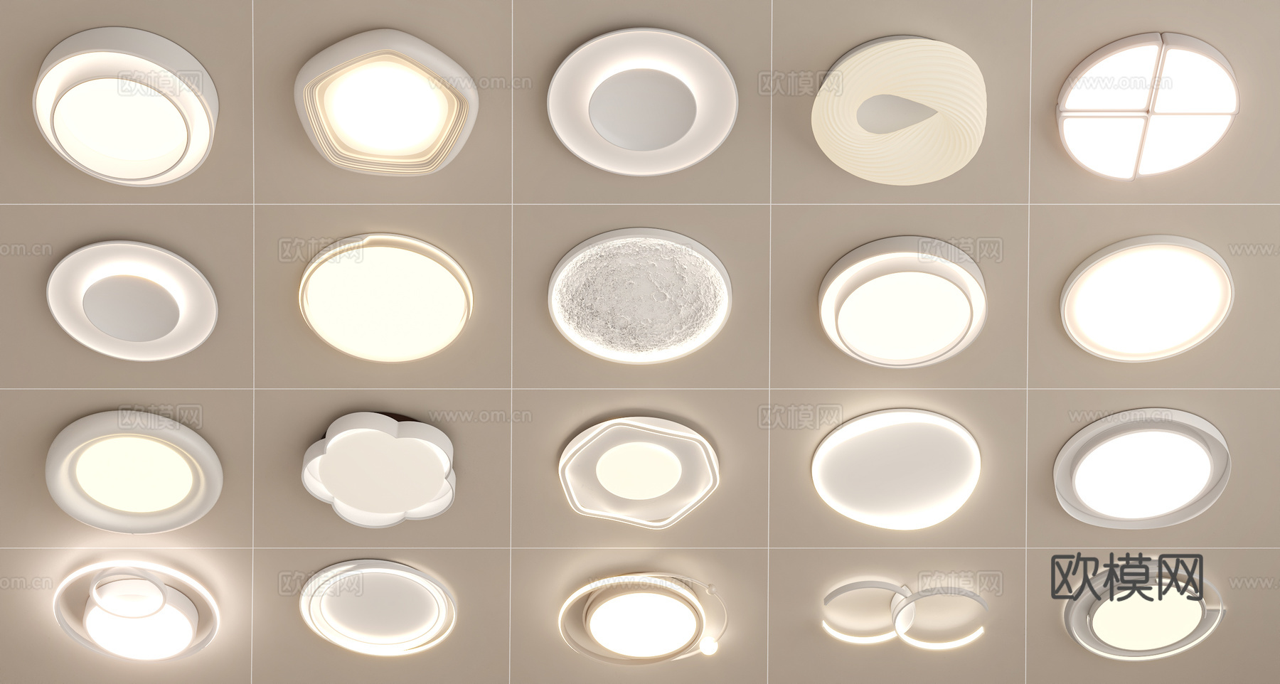 现代吸顶灯组合su模型下载（渲染图1）