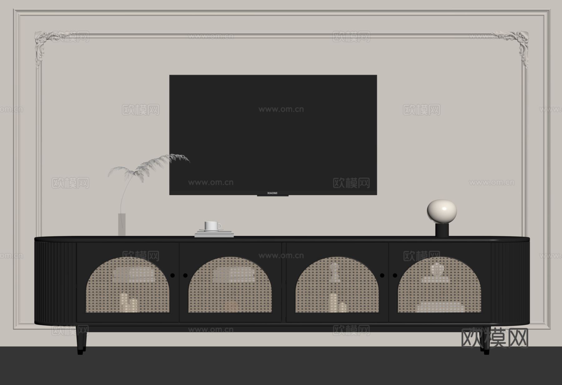 法式电视柜su模型