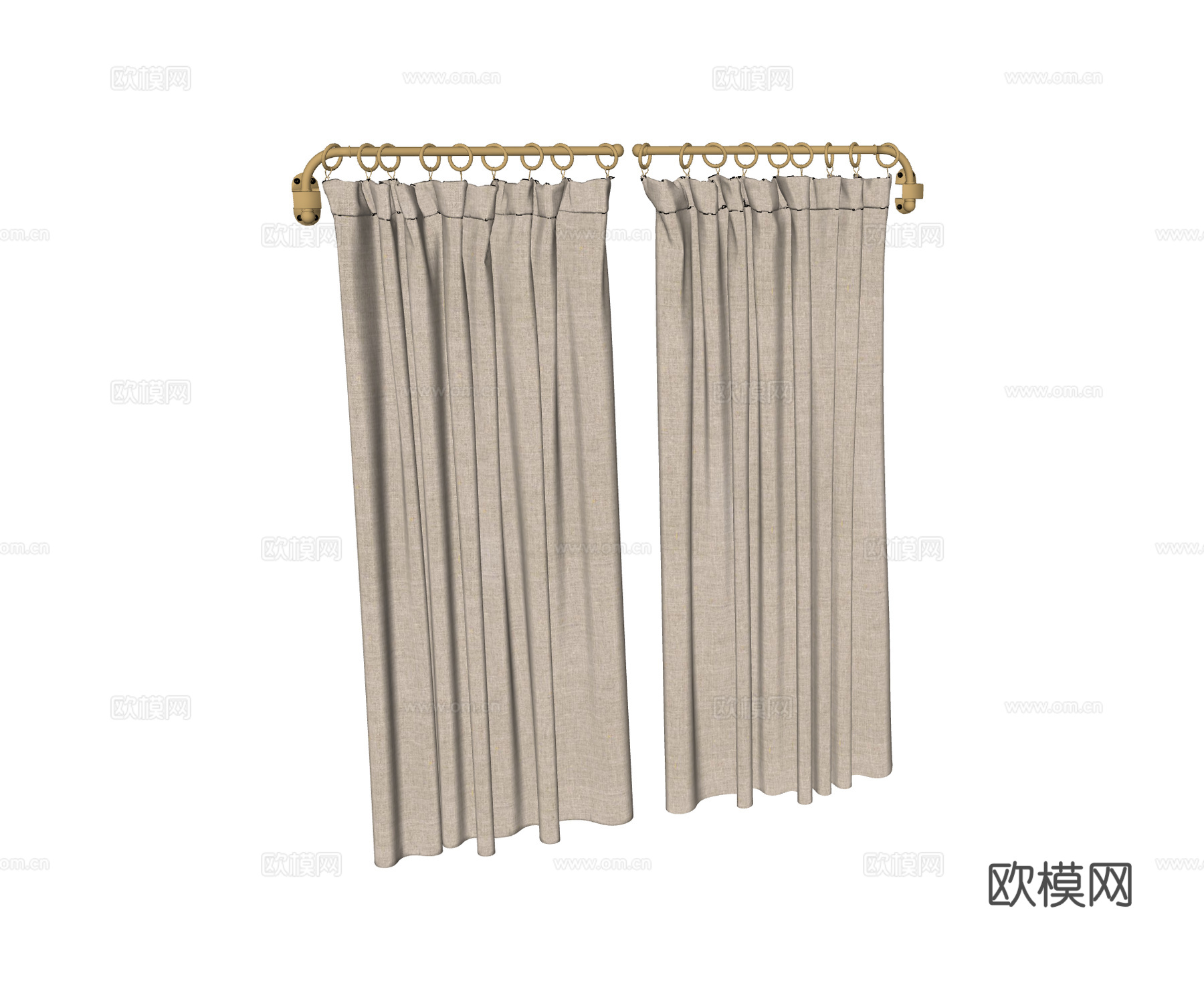 现代奶油风窗帘 飘窗窗帘 布艺窗帘su模型