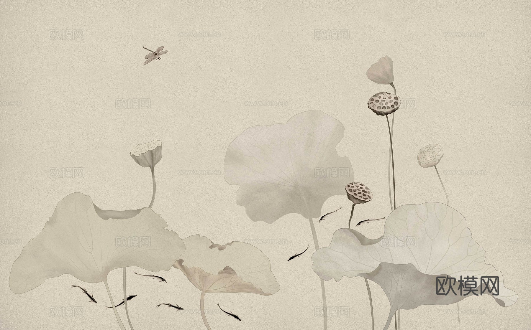 中式新中式花鸟植物壁纸壁画下载