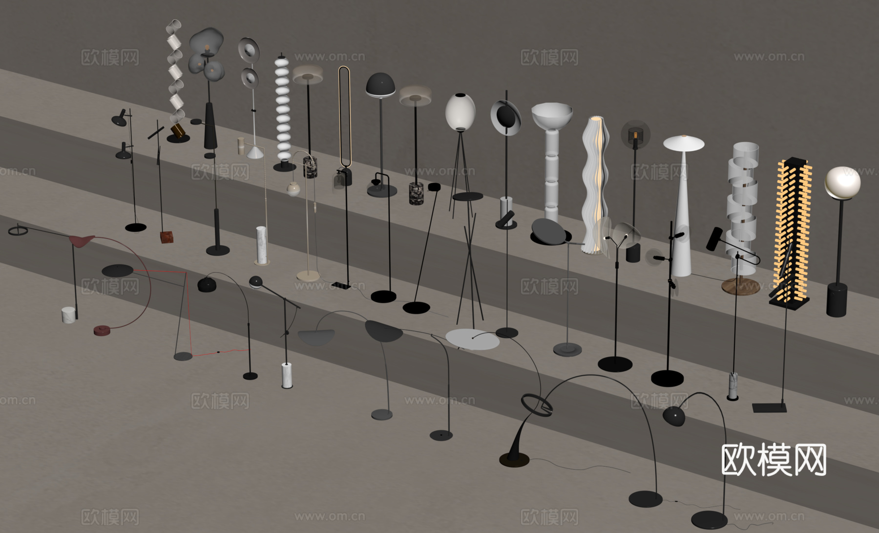 现代落地灯组合su模型