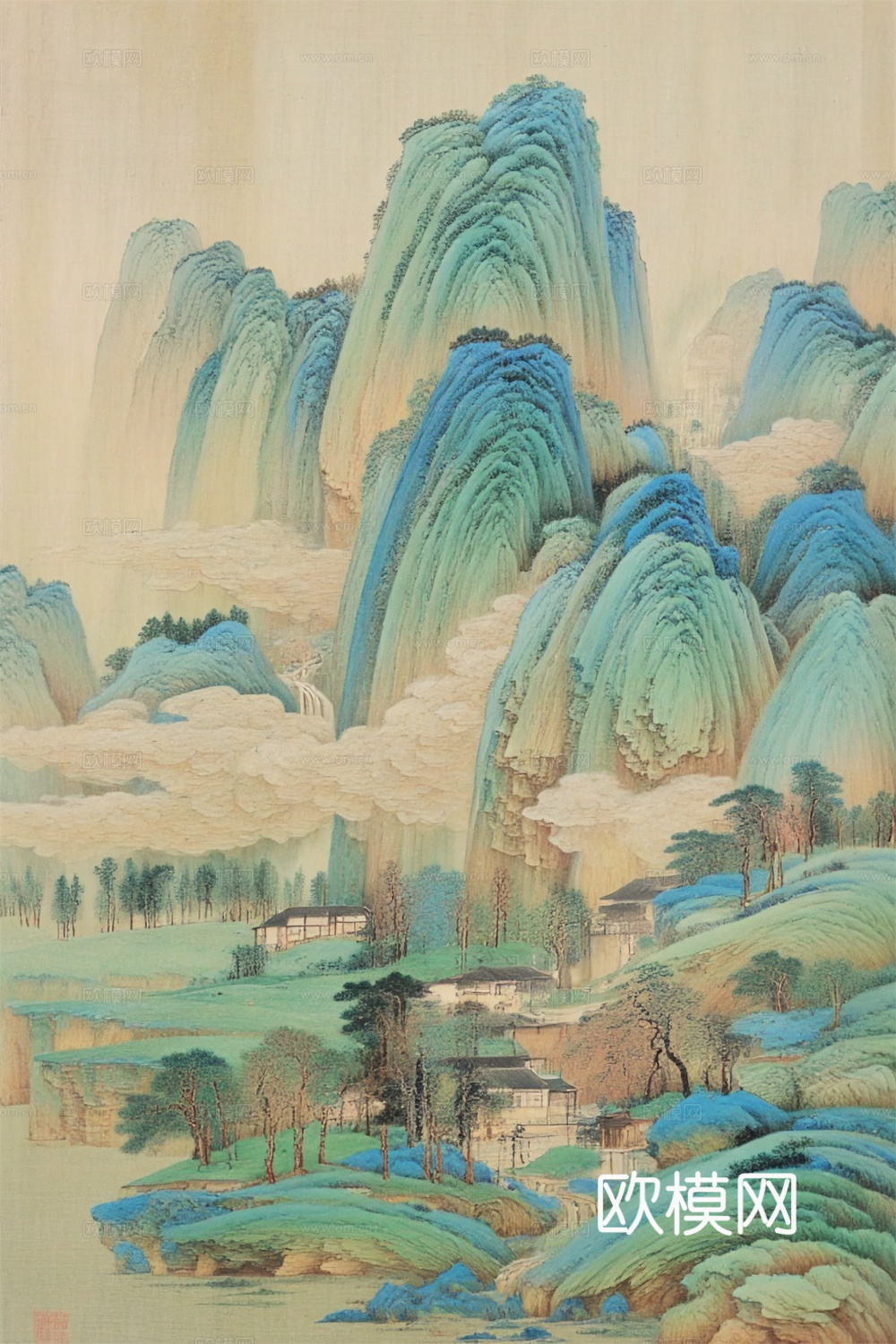 古代山水挂画 水墨丹青 水墨装饰古画