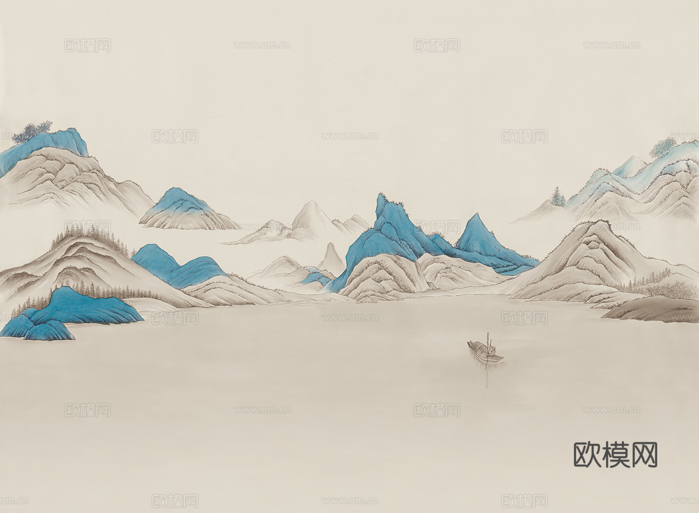 中式山水水墨画壁纸壁画装饰画