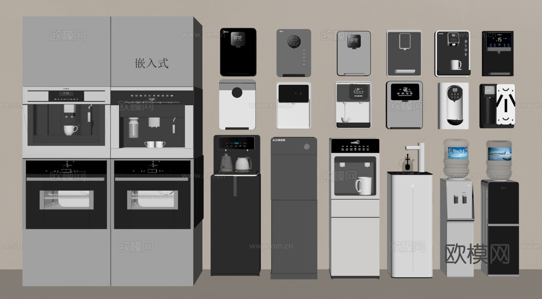 现代饮水机 茶吧机su模型