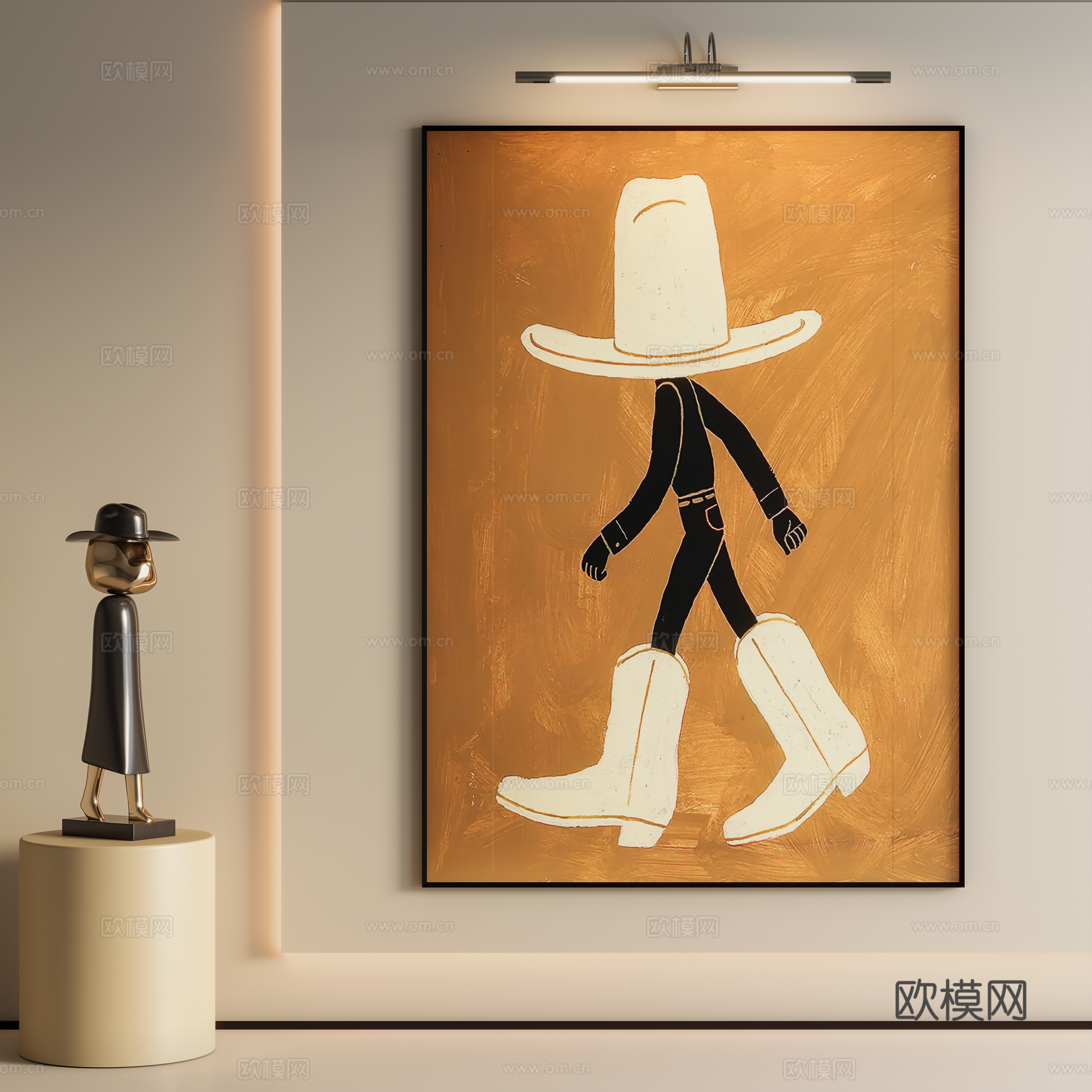 现代简约人物挂画su模型