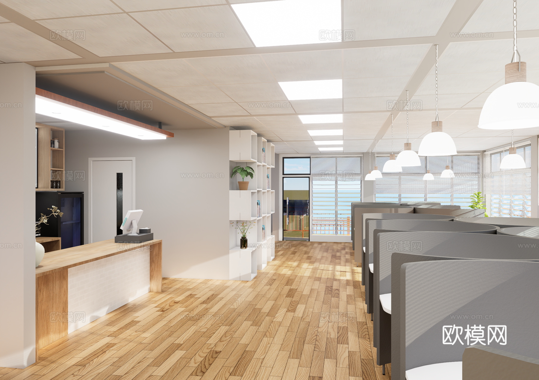 现代简约自习室 自修室 学习空间su模型