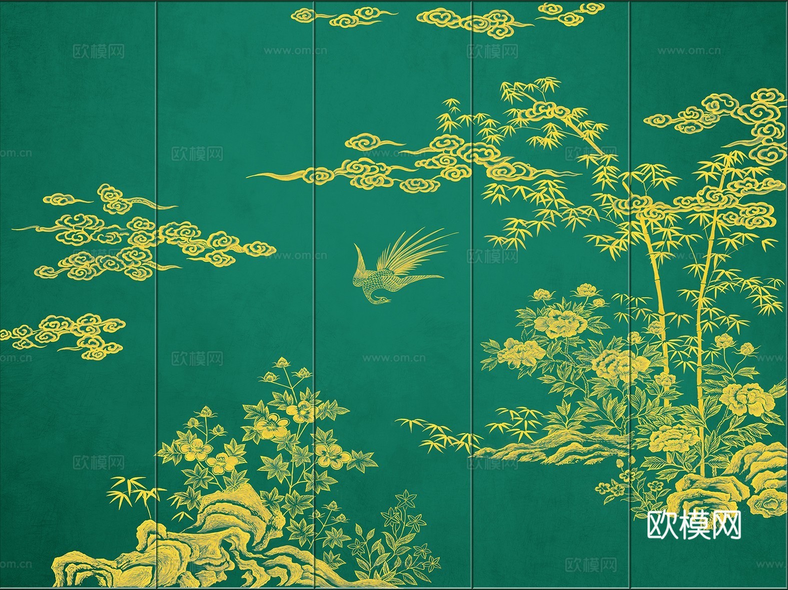 高清中式新中式壁纸硬包装饰画