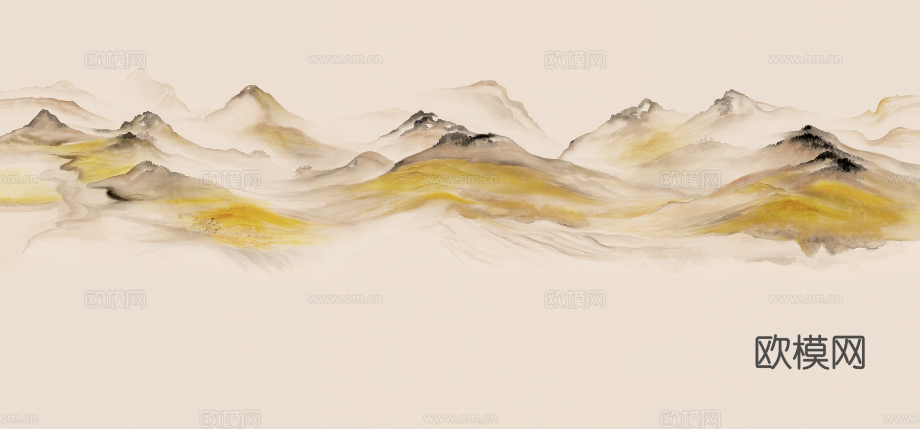 中式山水水墨画壁纸壁画装饰画