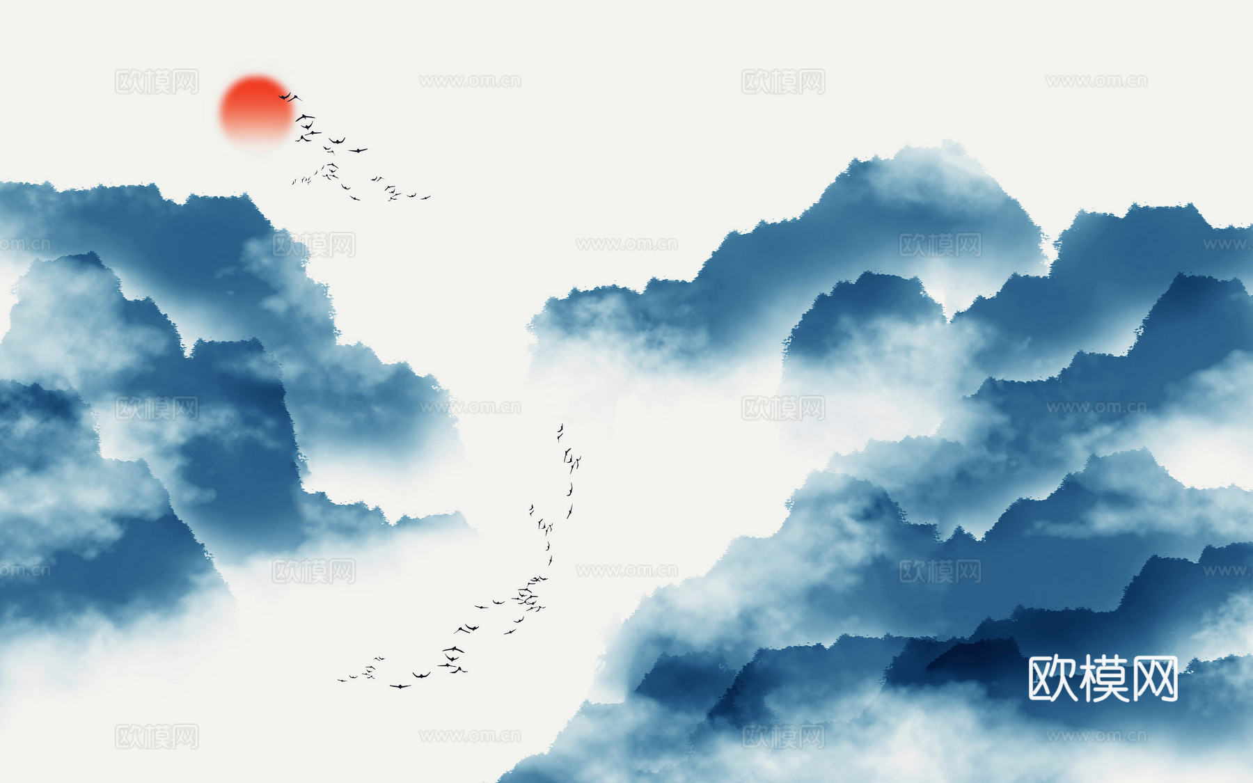 中式新中式抽象水墨画意境壁纸壁画