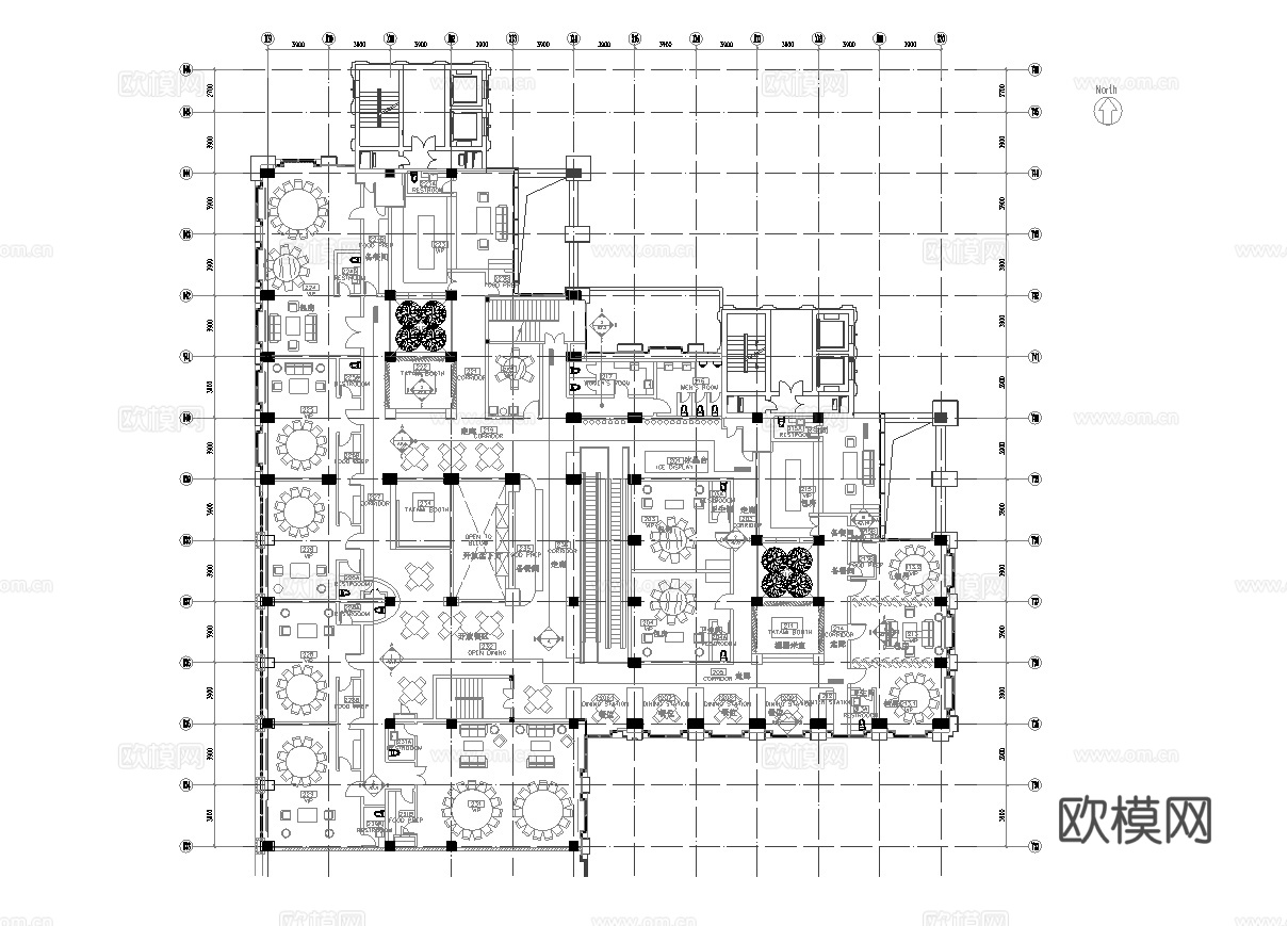 最新全套 高档中餐厅  施工图合集cad施工图
