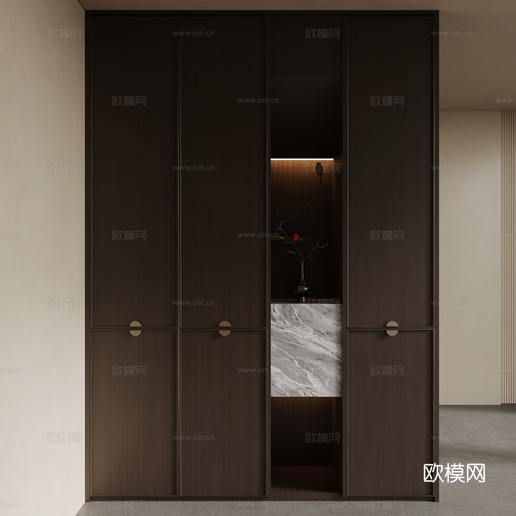 新中式玄关柜 入户装饰柜su模型