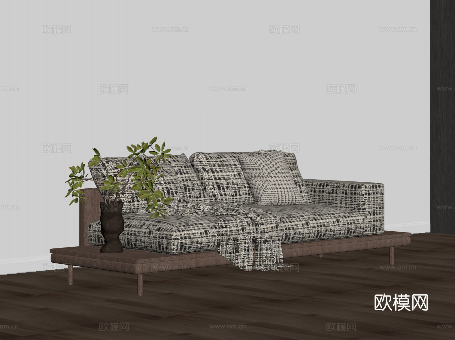 现代中古风贵妃椅 沙发椅su模型