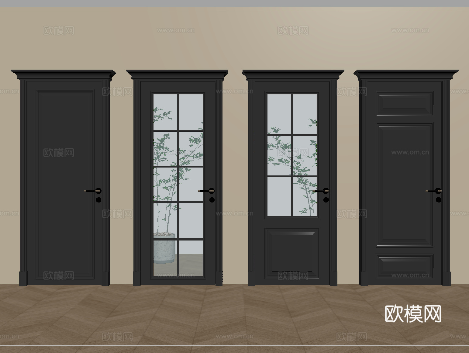 法式单开门 平开门 卧室门 玻璃门 厨卫门su模型