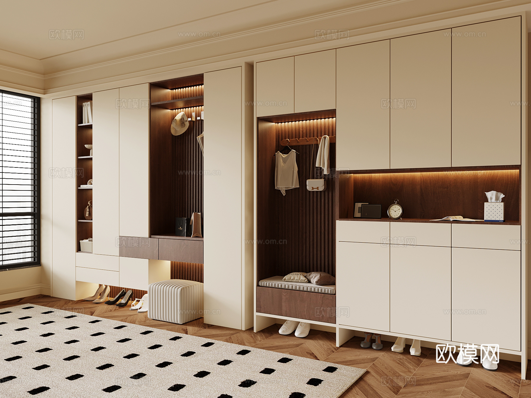 中古风鞋柜su模型