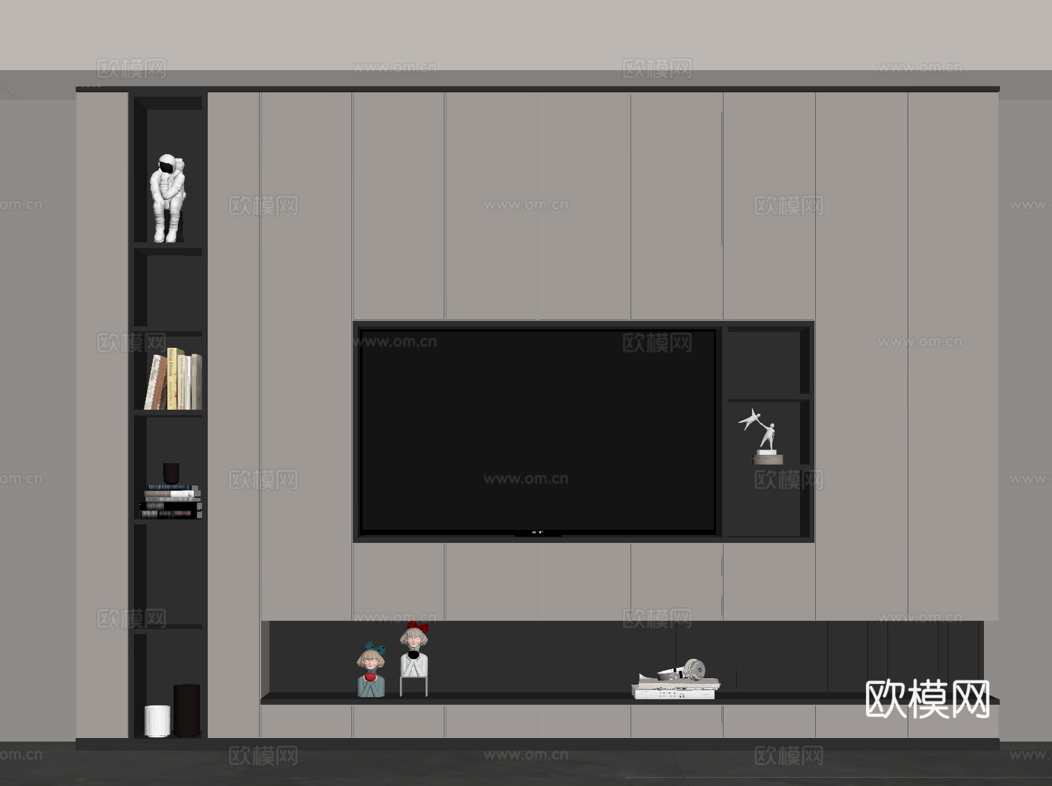 现代意式电视柜su模型