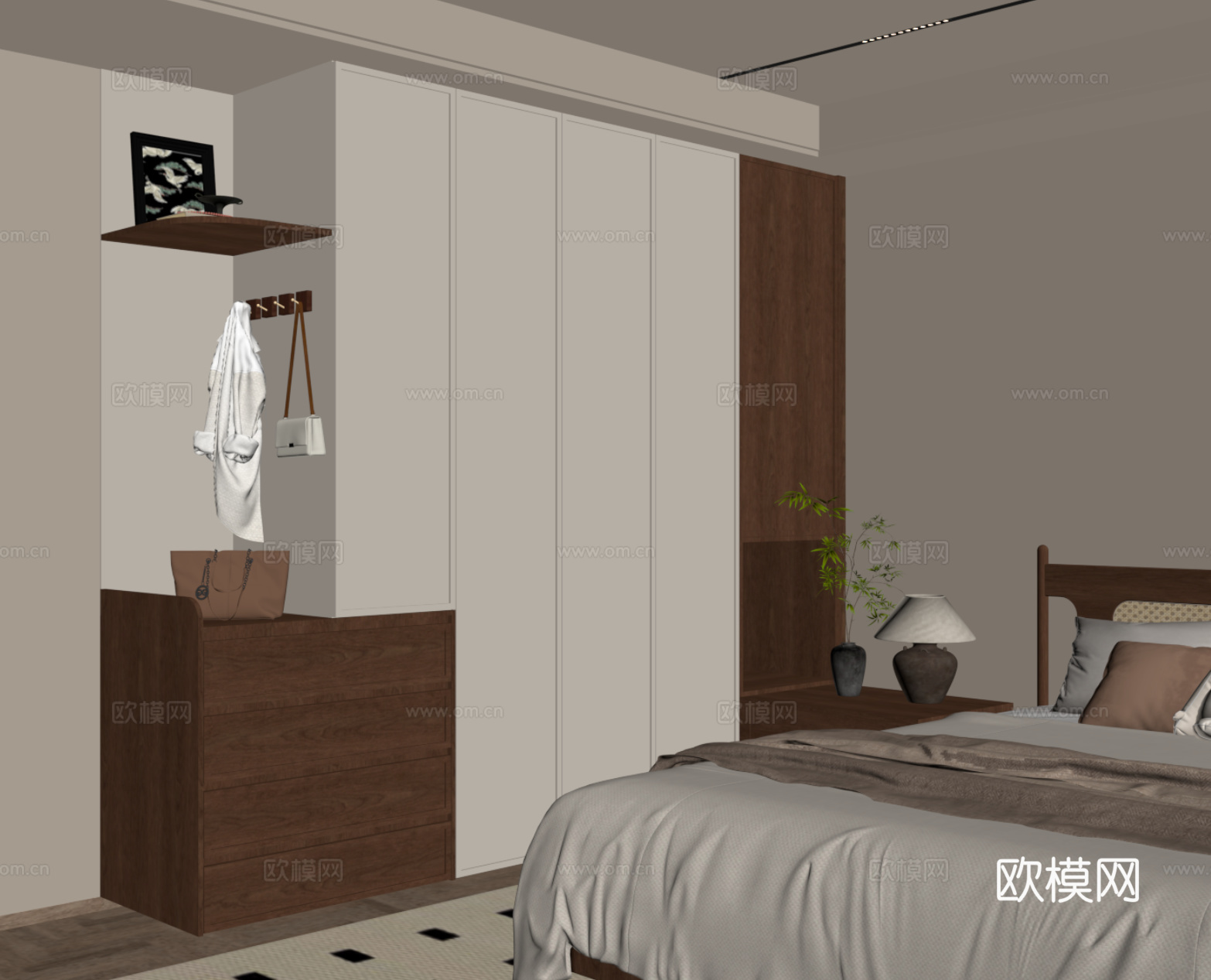 中古风衣柜su模型