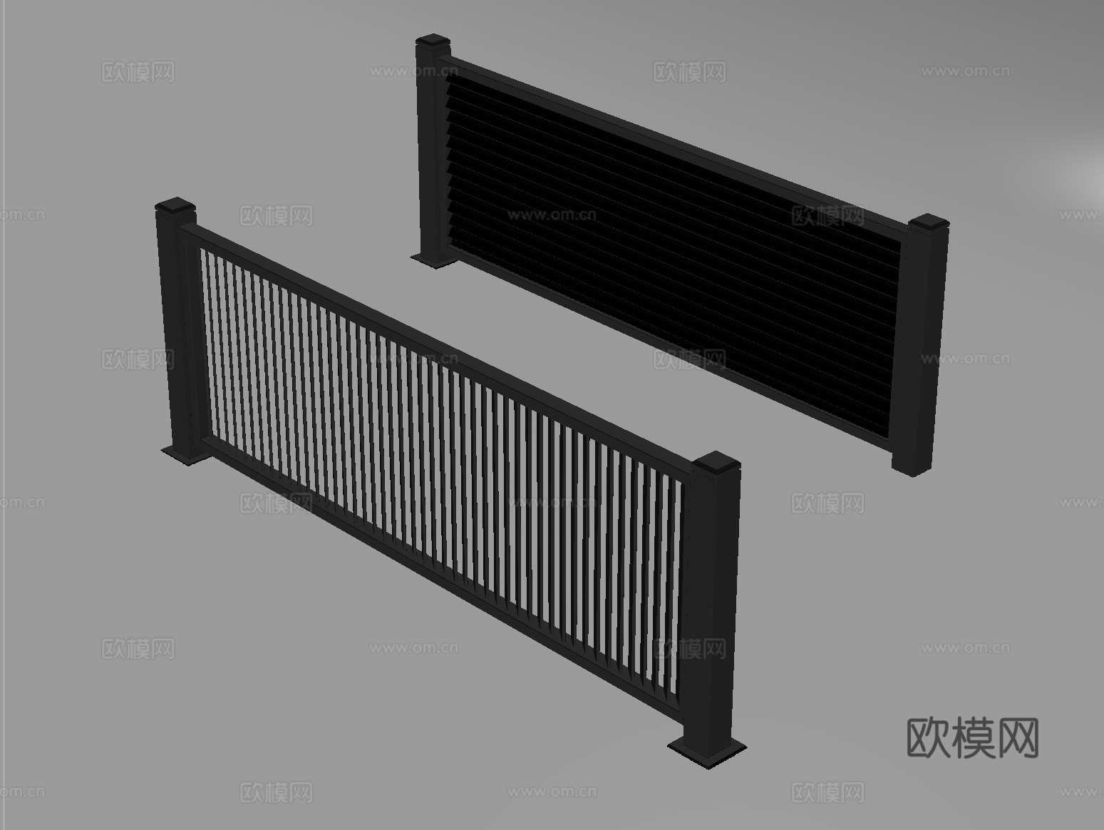 现代围栏护栏 铁艺栏杆 扶手su模型