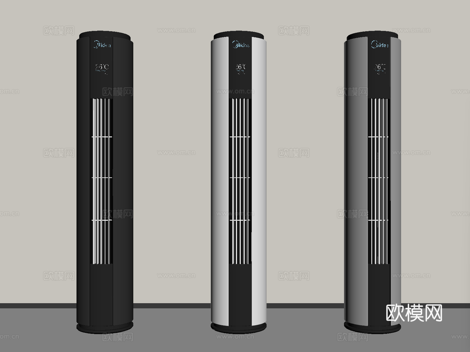 现代空调 立式空调su模型