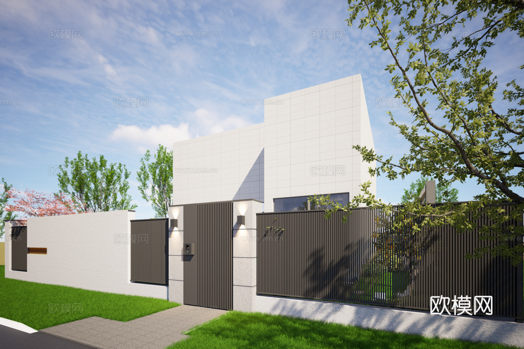 现代庭院大门su模型