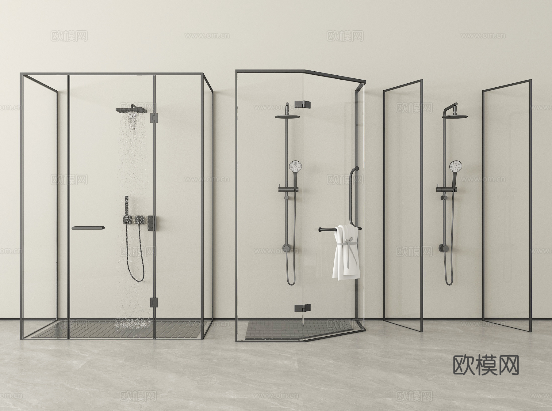 现代淋浴房 淋浴间 花洒su模型