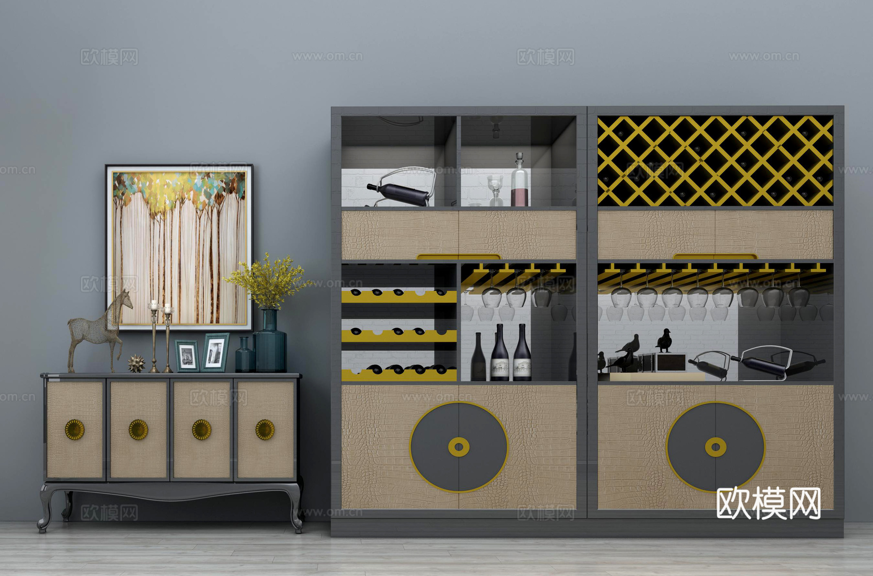 新中式酒柜装饰柜玄关柜组合 装饰酒柜 创意酒柜 边柜 摆3d模型下载