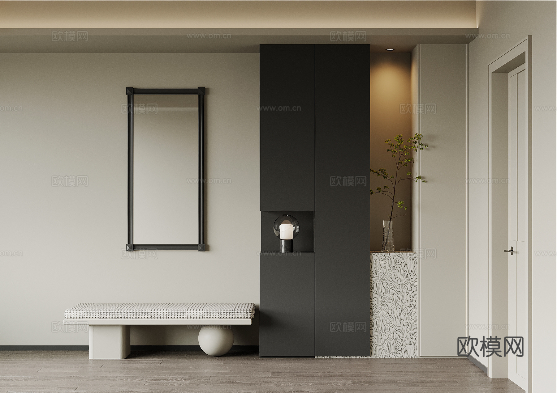 现代玄关柜 入户装饰柜su模型