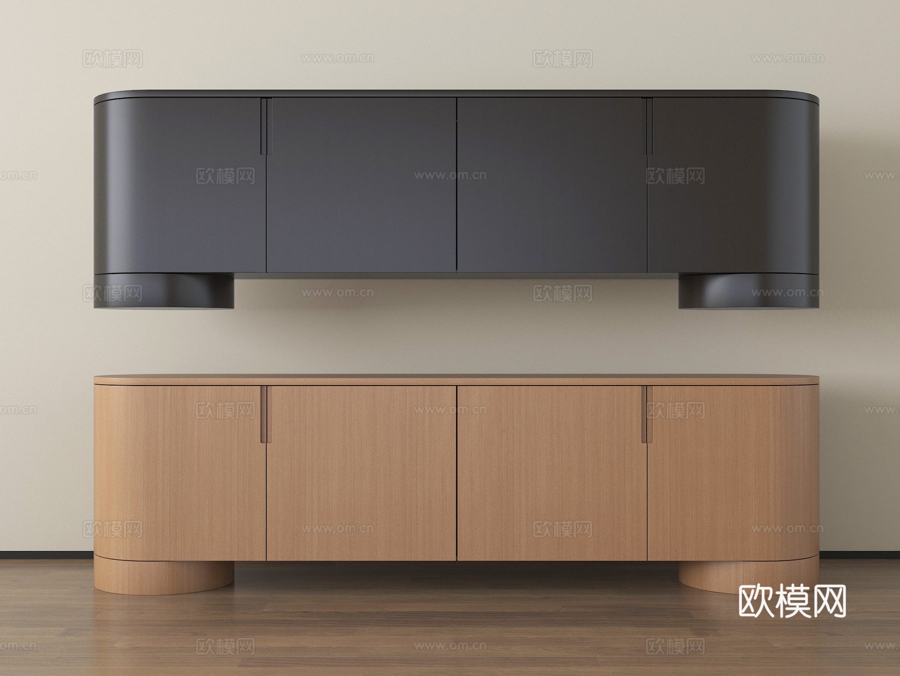 现代电视柜 边柜su模型