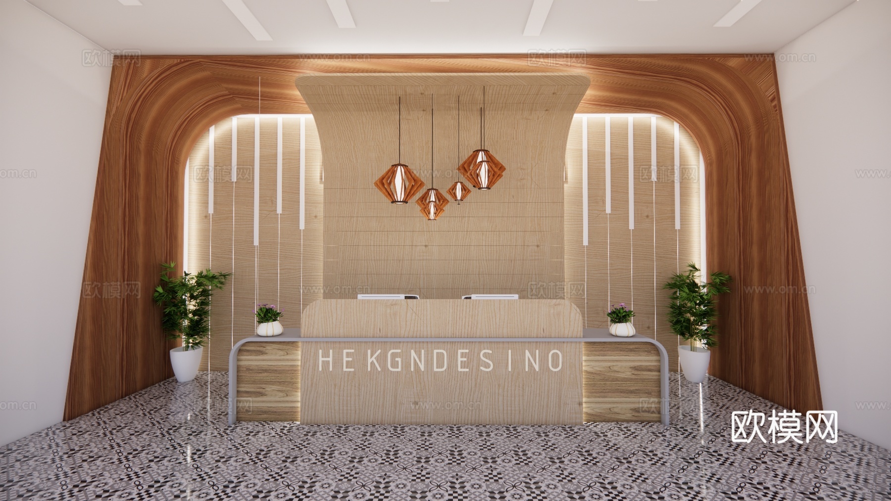 公司前台 现代简约风su模型