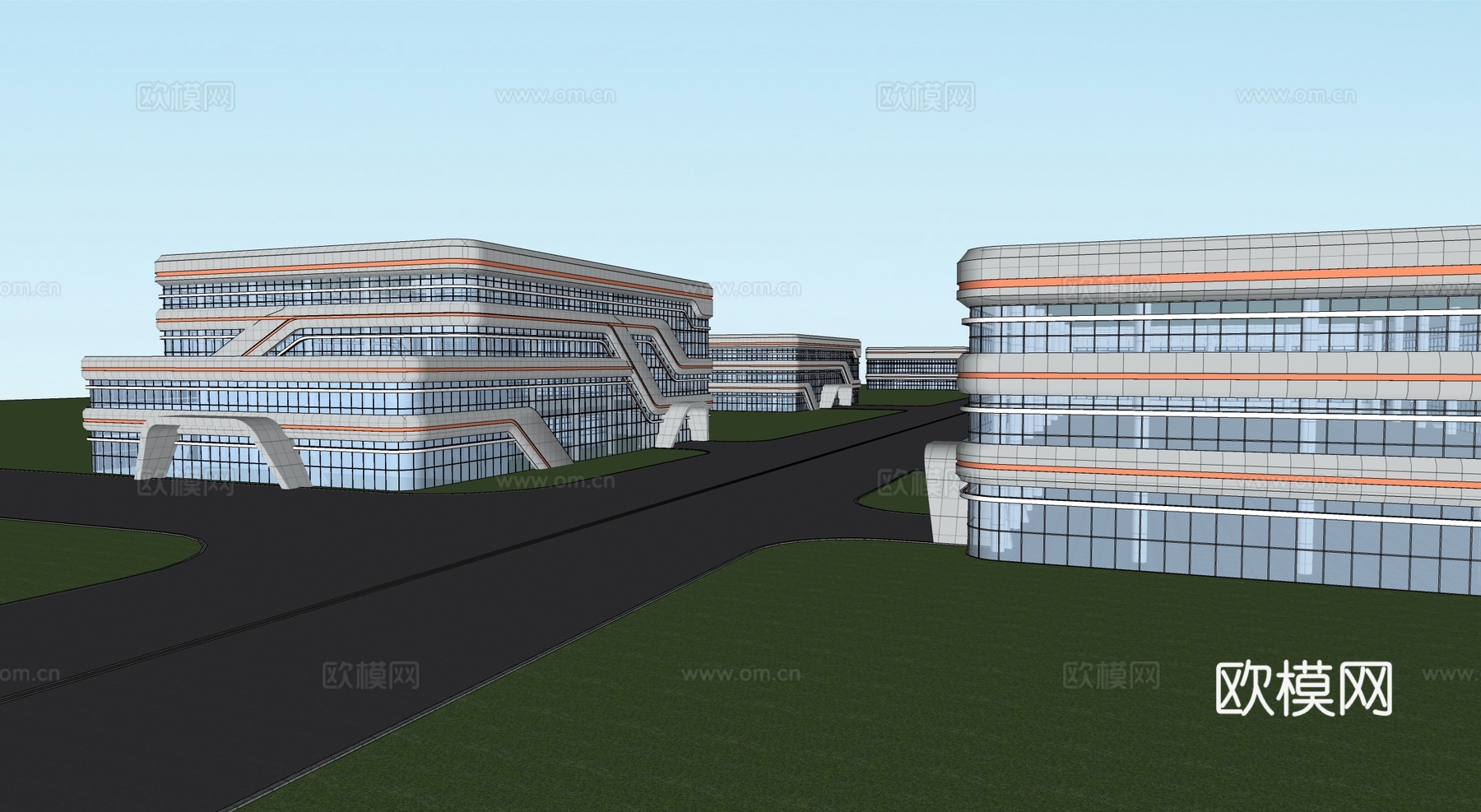现代产业园 孵化中心 智谷中心su模型下载（渲染图2）