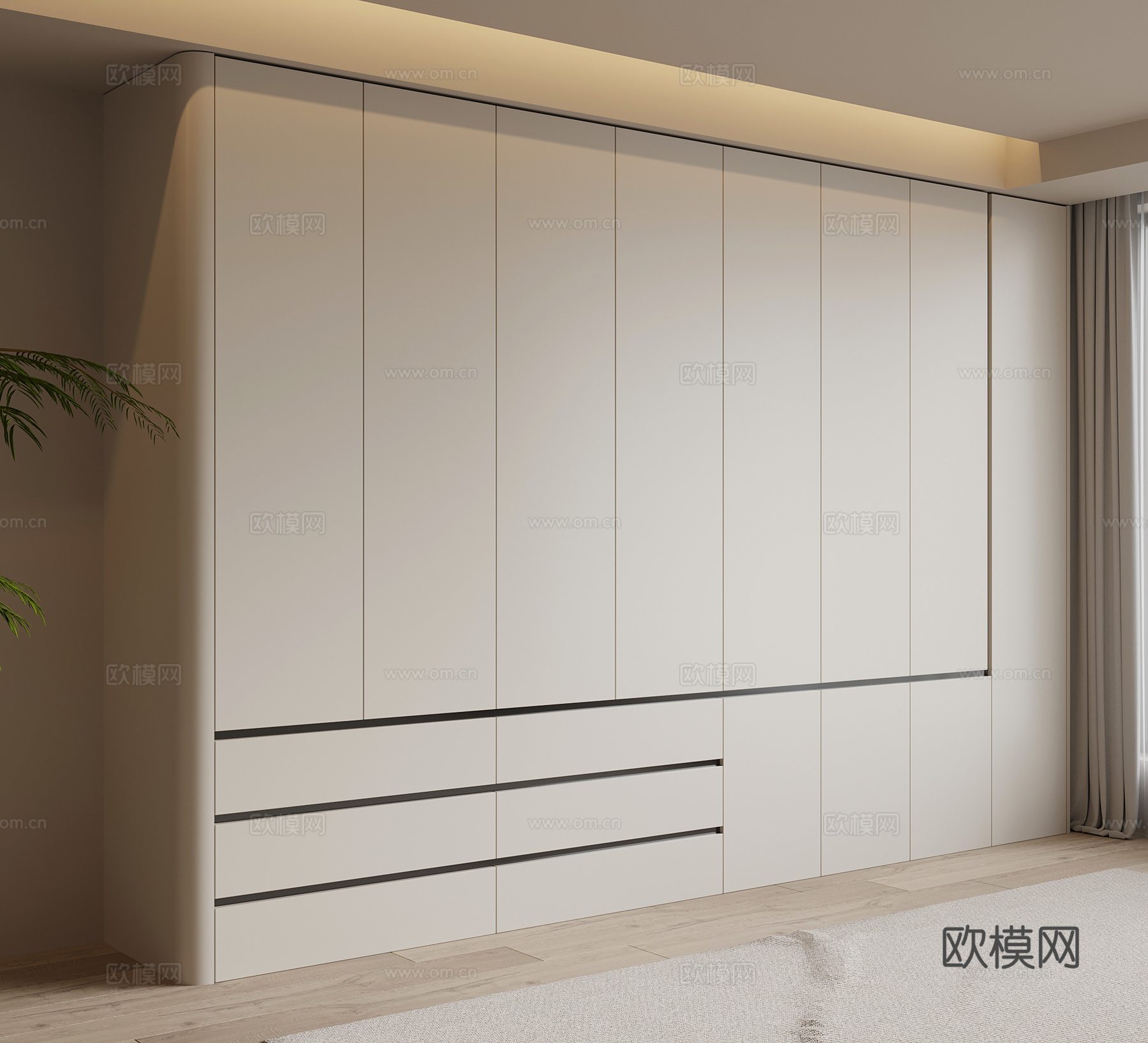 现代简约衣柜su模型