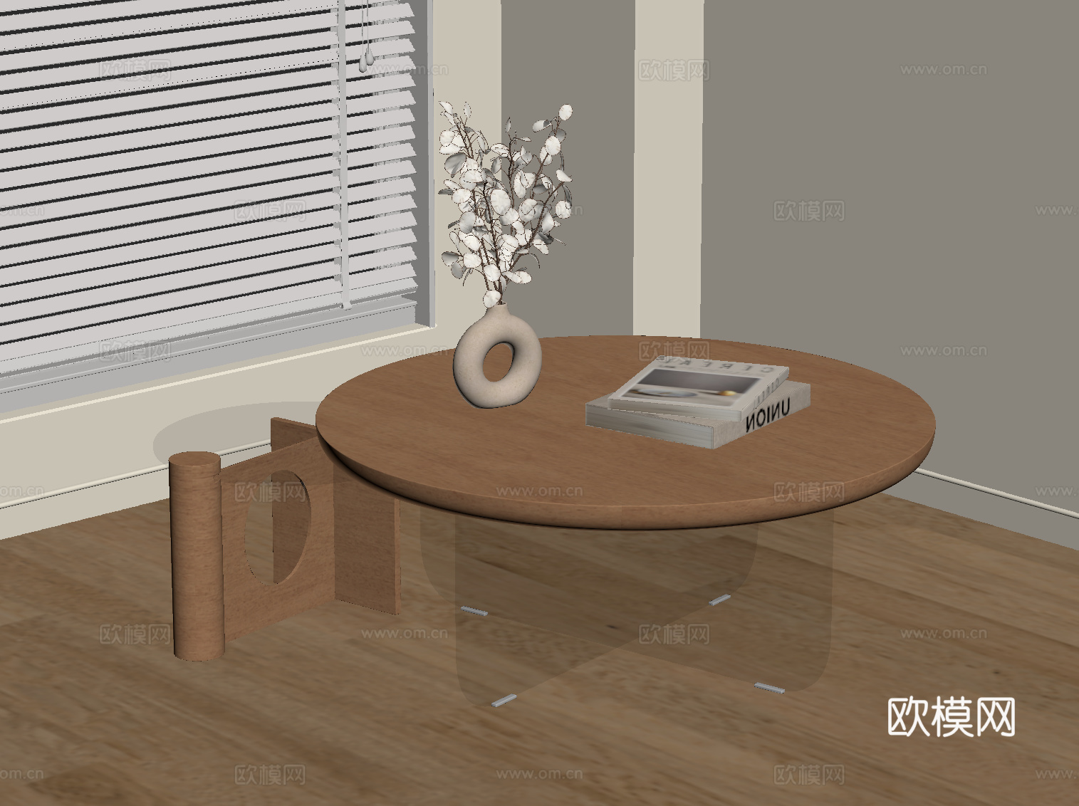 现代中古茶几 圆形茶su模型