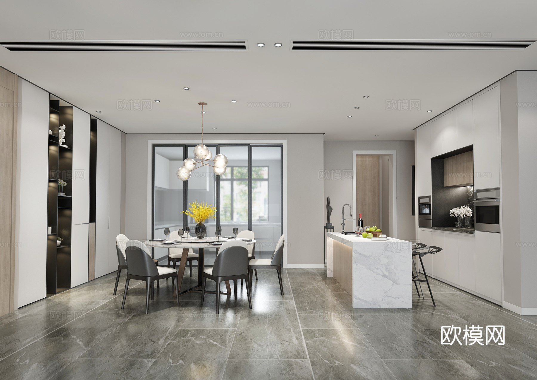 现代餐厅3d模型下载