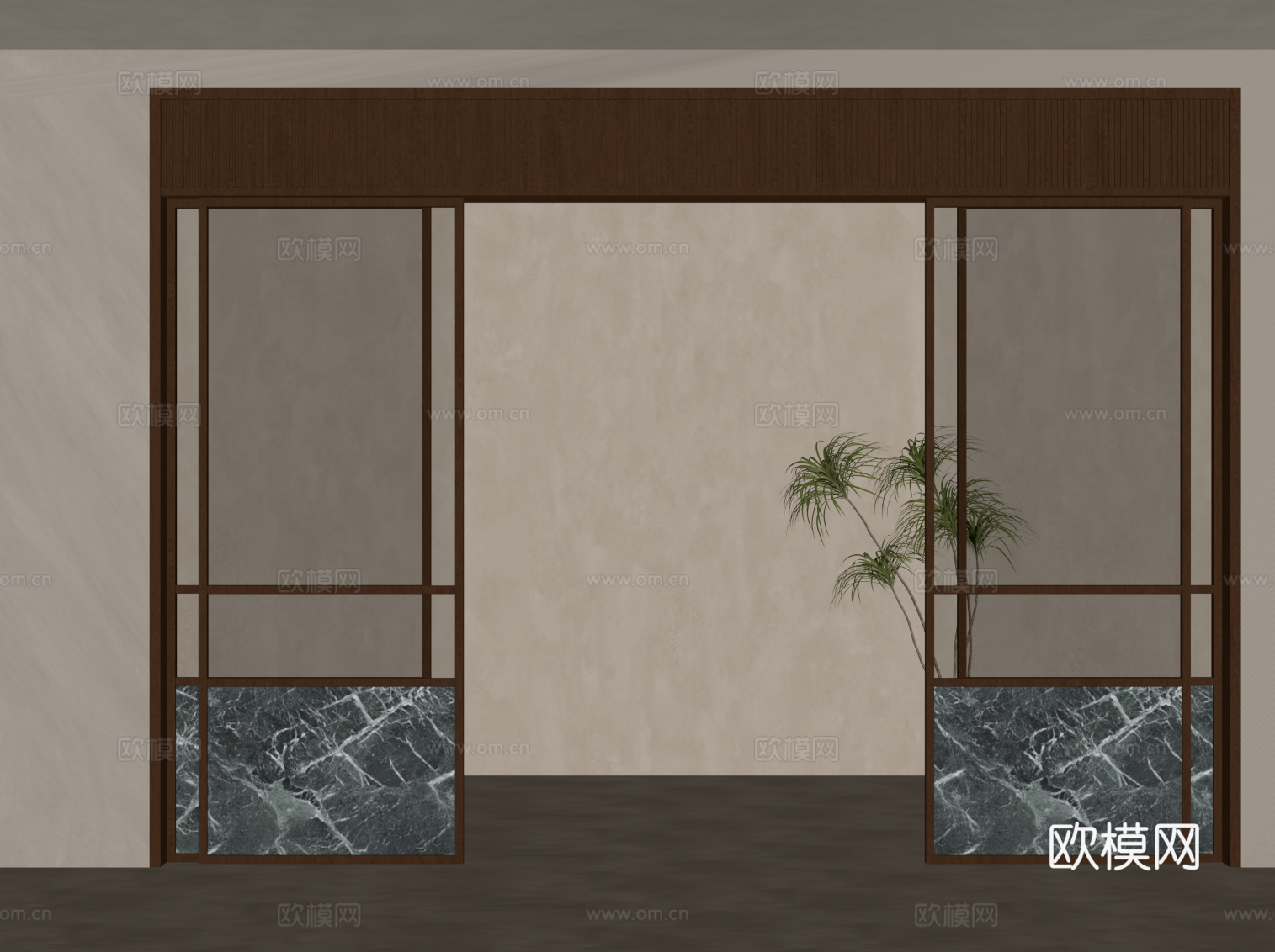 新中式推拉门su模型