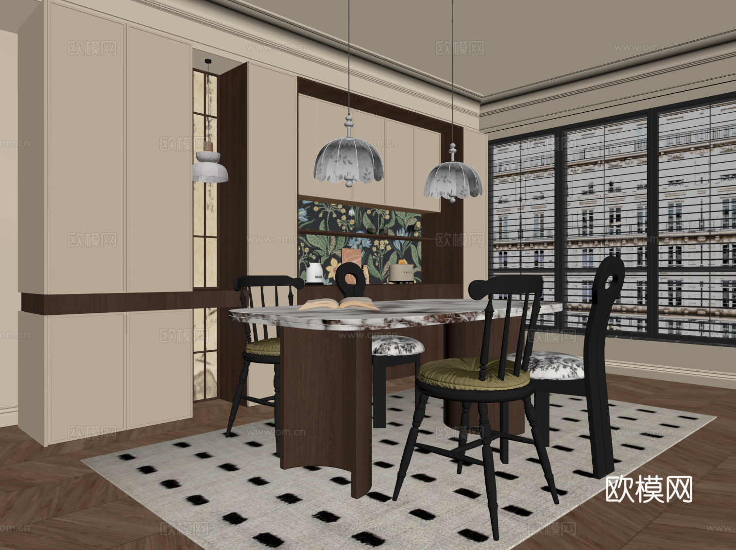 法式餐厅su模型