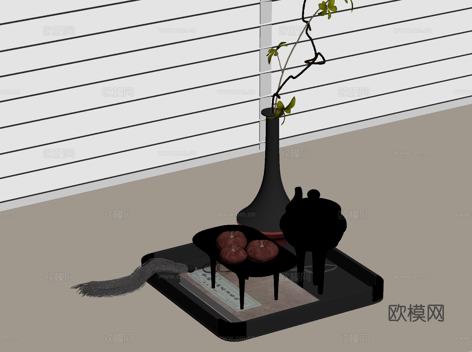 新中式摆件 装饰品su模型