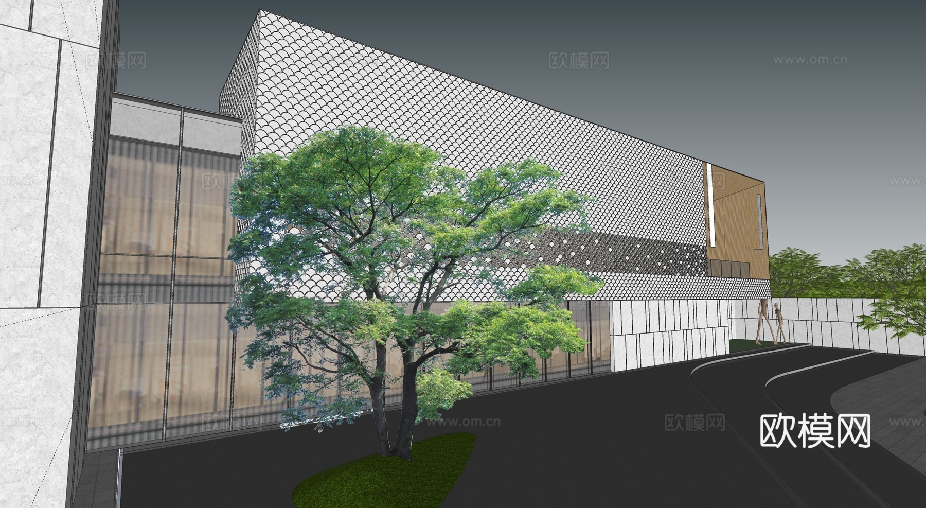 现代售楼处建筑  售楼部su模型