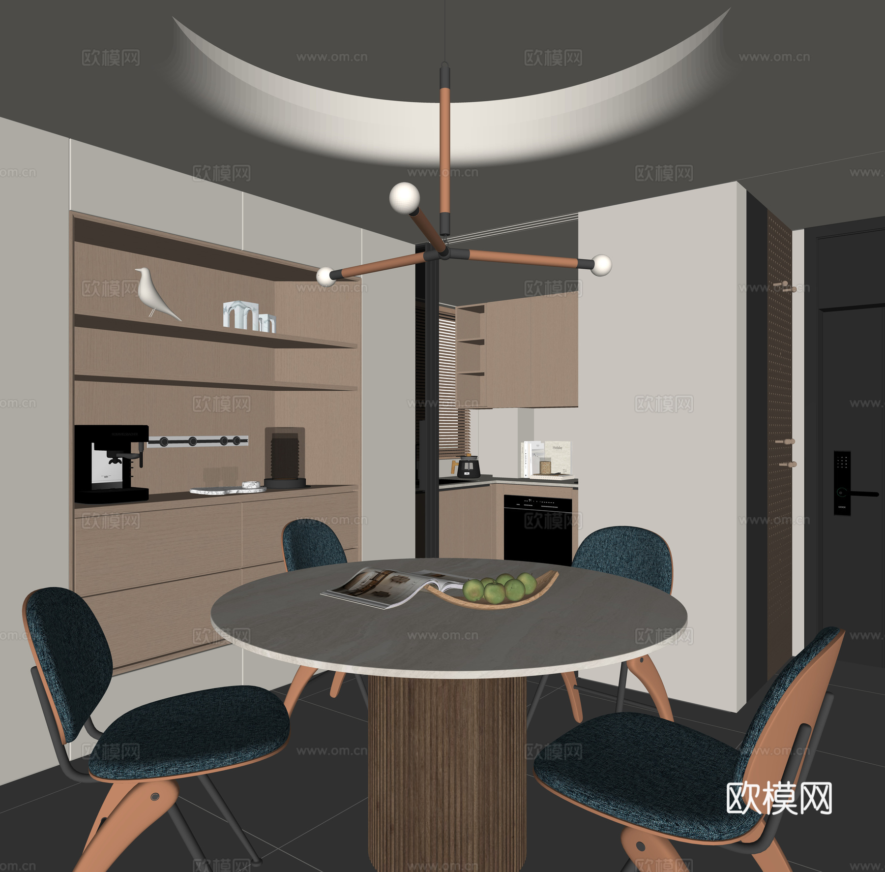 现代家居餐厅su模型