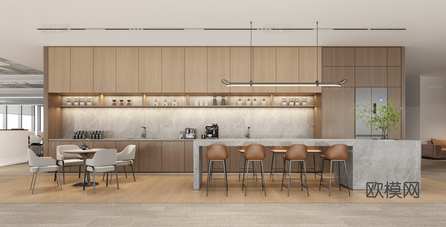 现代办公茶水间su模型