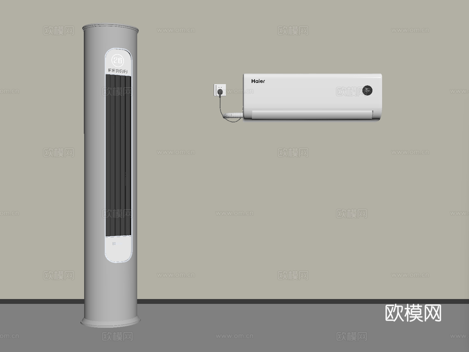 现代空调 立式空调 壁挂式空调su模型