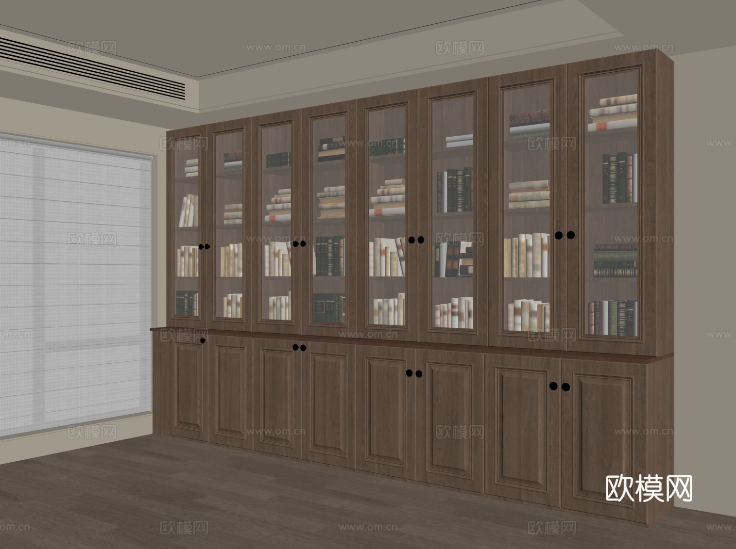 中古风书柜su模型