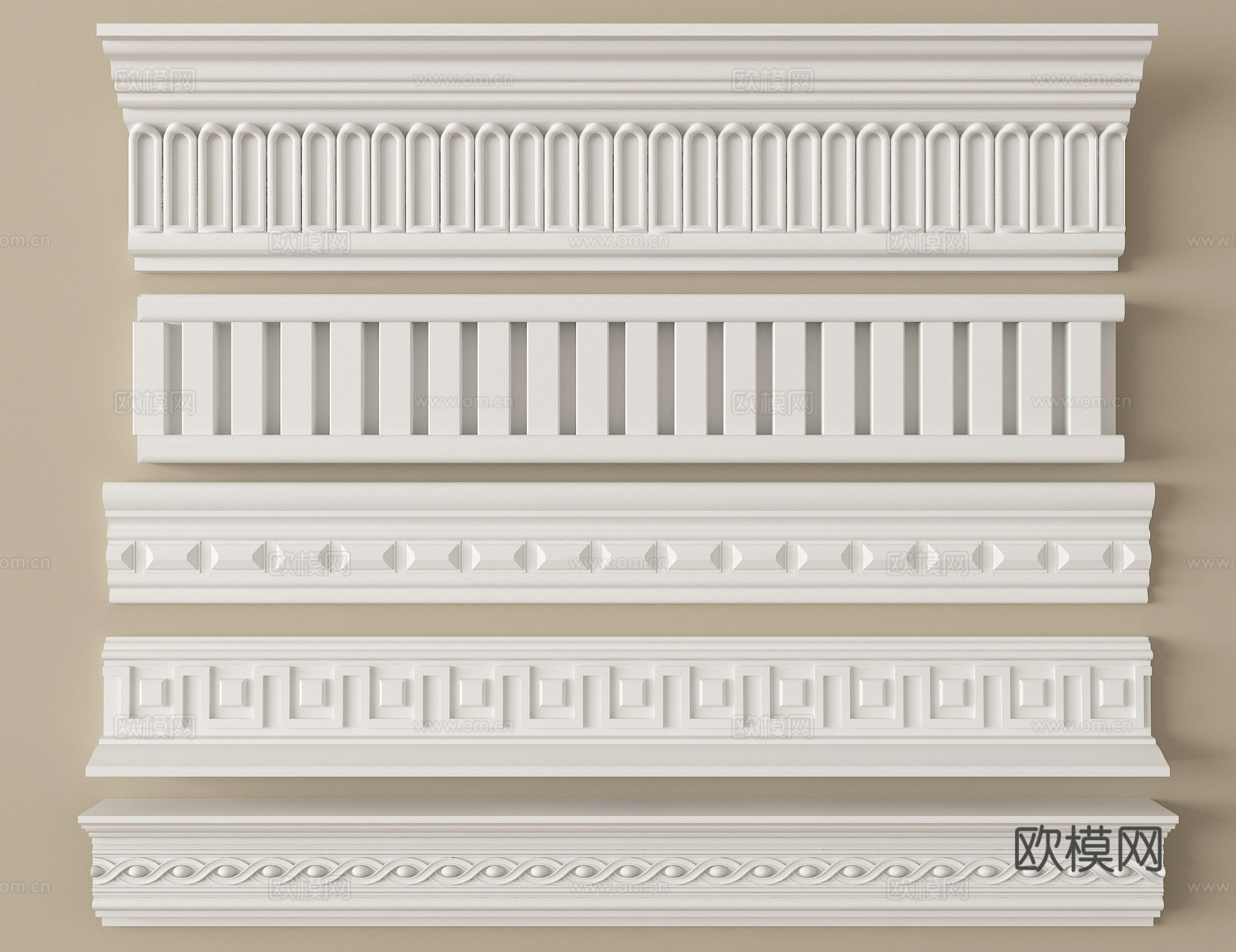 法式线条 石膏线 石膏构件3d模型下载