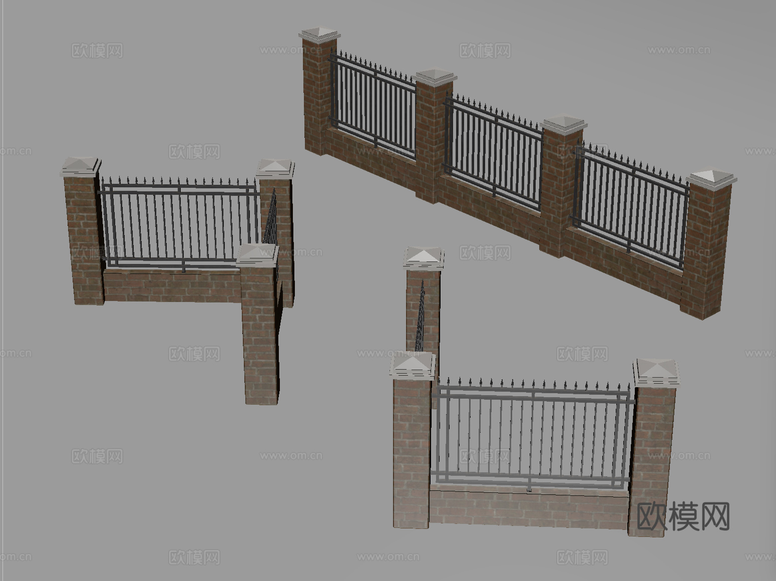 围墙 外墙 栅栏su模型