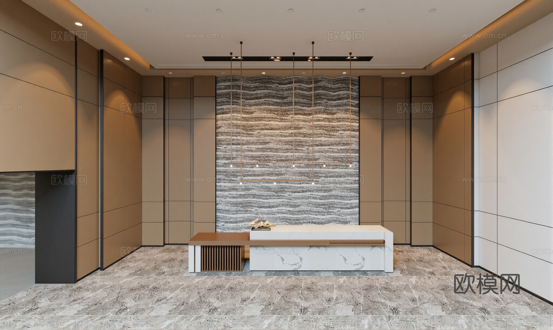 现代写字楼办公大堂su模型