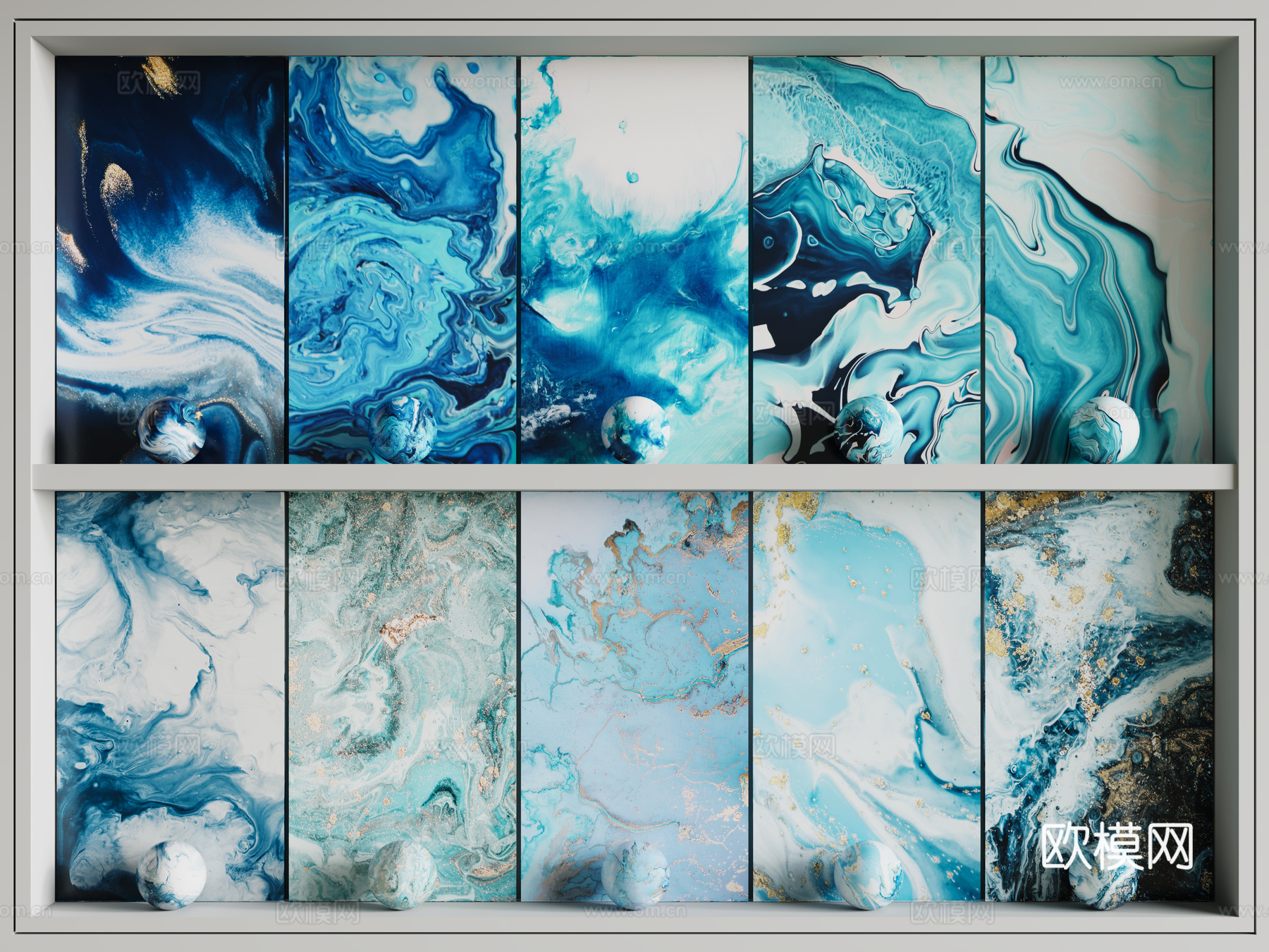 现代蓝色石材 蓝色纹路大理石 岩石 奢石 蓝金石材su模型