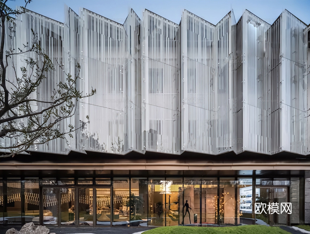 现代售楼处建筑 异型售楼处建筑su模型